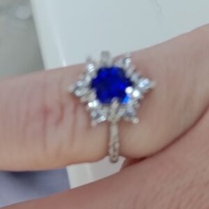 Fragrant Jewels Sapphire Blue and Silver Ring